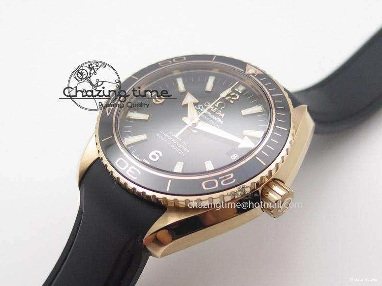 0418 Planet Ocean Professional Rose Gold Liquid Metal V6F 42mm On Black Rubber Strap A Vibrant 8266